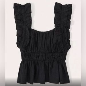 Abercrombie & Fitch Linen-Blend Ruffle Strap Babydoll Top (*size xs*) (*new*)